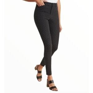 Old Navy Pixie Full-Length Mid-Rise Skinny Pants Black White Polka Dot